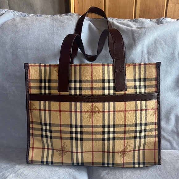 Burberry Beige and Brown Checkered Briefcase - Picture 1 of 16